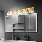 FDPBY Modern 6-Light Gold Brushed Brass Finish Crystal Wall Light for Bathroom Vanity