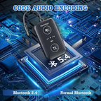 2025 Upgraded Airplane Bluetooth 5.4 Transmitter with Qualcomm Chipset, ElecMoga Airplane Travel Essentials Supports 2 AirPods or Headphones, 2-in-1 AUX Wireless Receiver for Gym, TV, Car, Audio