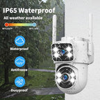 DZCCTVIPC Dual-Lens 2K Smart Indoor/Outdoor Security Camera, 5GHz Wi-Fi, 360° AI Motion Tracking,Color Night Vision,IP65 Weatherproof, 2-Way Audio,24/7 Recording,Works with Alexa & Google (No SD Card)