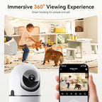 GBIUT Indoor Security Camera, Indoor Camera for Home Security, WiFi Home Camera with 360° Pan Tilt, AI Motion Detection, Two-Way Audio, Night Vision for Baby, Pet, Elderly Monitoring