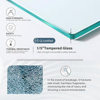 Goodyo 46 in. W x 72 in. H Bathroom Shower Glass Door Framed Tempered Clear Glass Shower Screen Panel for Walk-in Bathroom, Multiple Grid Pattern, 3-Pieces Glass, Matte Black