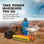 AA Battery Storage Caddy by Storacell, Yellow - Holds 24 Batteries (Not Included)
