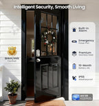 Veise VE017-K Fingerprint Smart Lock with 2 Knobs, App Control, Keyless Entry Front Door Lock with Handle Set, Electronic Digital Touchscreen Keypad Deadbolt, IP55 Waterproof, Auto-Lock, Satin Nickel