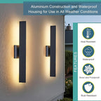 Tarentlight Modern Outdoor Porch Light Patio Lamp in 20W 3000K Integrated LED with Aluminum Triangle & Frosted Glass, IP65 Waterproof Wall Sconce,2 Pack(Textured Black),Can Installed in Any Direction.