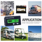 12V 24V 36V 48V Battery Capacity Indicator Golf Cart Voltage Meter with LCD Display Green Backlight, Waterproof Monitor Gauge Digital Voltmeter Testers for 3S-26S Lithium Battery&Lead-Acid Batteries