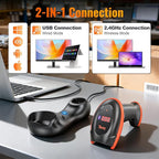 Tera Pro Series Wireless 1D 2D QR Barcode Scanner with Cradle Display Counting Screen Extra Fast Scanning Speed Ultra High Resolution Handheld Image Bar Code Reader for Warehouse Inventory HW0008