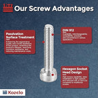 Kozelo 50pcs Socket Head Cap Screws - [M4-0.7 x 18mm] 304 Stainless Steel Allen Socket Drive for Electrical Motor 3D Printing Fan Engine Replacement Use, Silver