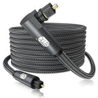 EMK 90 Degree Toslink Optical Cable 360 Degree Free-Rotating Plug Fiber Optic Cable S/PDIF Toslink Male to Male Cable for Home Theater, Sound Bar, TV, PS4, Xbox,Grey (25ft/7.6m)