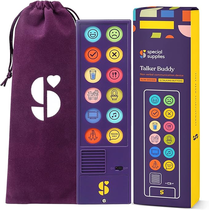 Special Supplies AAC Communication Device for Speech Therapy, Talker Buddy Communication Device for Non Verbal Kids & Adults, Autism Talking Aids for Home or School, Communication Device W/Travel Bag