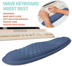 KUOSGM 2-in-1 Ergonomic Set, Wave Rise Keyboard Wrist Rest and Massage Bulge Slope Mouse Pad Wrist Support, Cushion Memory Foam Integrated to Relieve Wrist Pain, Dark Blue