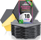 Self-Adhesive 18 Pack Hexagon Acoustic Panels, 14" X 12" X 0.4" High Density Sound Absorbing Panels, Beveled Edge Sound Proof Treatment Tiles for Walls, Studio, Door, Home, Office (Dark Gray)