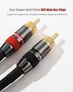 JORZOR RCA Cable, 2RCA Male to 2RCA Male Stereo Audio Cables 【Hi-Fi Sound】 Braided RCA Stereo Cable for Home Theater, HDTV, Amplifiers, Hi-Fi Systems, Car Audio, Speakers (2M(6.6FT))