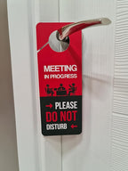 Business Design, Meeting In Progress Do Not Disturb Door Hanger Sign, 2 Pack, Double Sided, Ideal for Offices, Online Sessions and Meetings, Online Classes, Home Offices, Counseling