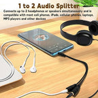 ONXE 2-Pack Gold Plated 3.5mm Stereo Jack Splitter Cable Adapter Connectors ,3.5mm Male To 2 X Female - for Connecting External Speakers or Use Both Output for Speakers For Ipod, Mp3 Player