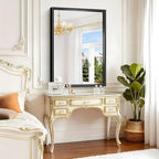 Bathroom Mirror, 42 x 30 Inch Brushed Black Rectangle Mirror, 0.6" Thickened Deep Frame Vanity Mirrors for Bathroom Sink, Shatterproof Tempered Glass, Antirust, Horizontally or Vertically