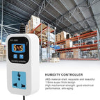 Digital Humidity Controller Humidity Detector Controlling Device, Air Humidity Controller with LCD Display, Humidity Moisture Controlling Switch Socket for Home Warehouse Greenhouse(US Plug)
