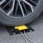 OranLite Heavy-Duty Rubber Cable Protector Ramp, Floor Cable Wire Cord Cover Speed Bumps 22000 Lbs Load Capacity, Driveway Hose Cable Ramp Protective Cover for Indoor Outdoor (Small 2-Channel x 4Pcs)