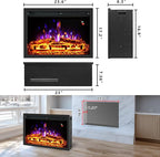 24.5" Electric Fireplace Inserts, Adjustable Brightness, Thermostat&Timer, Overheating Protection, 750/1500W