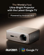 Aurzen EAZZE D1 MAX Upgraded Google TV Smart Projector 4K Supported, 1000 ANSI Lumens, MEMC Tech, Fully Automatics, 20W Dolby Audio, Home Theater Movie Projector with WiFi and Bluetooth, Off-white