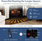 Country Living Electric Fireplace Logs, 27” LED Electric Fireplace Inserts with Infrared Heater, Electric Heater Heats up to 1000 Sq. Ft., Remote Controlled Infrared Heaters for Indoor Use, Black