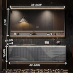 Bathroom Floating Vanity - Smart Defogging LED Lamp & Bathroom Vanities with Tops | Innovative Door Panel Design & Motion Sensor Light, Concealed Handle (B, 60IN)