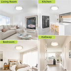 hykolity 9 Inch Selectable CCT LED Round Flat Panel Light, 18W 1800LM 3000K/4000K/5000K, Edge-Lit Flush Mount Ceiling Light Fixture for Kitchen, Bedroom, Laundry and Closet Room, Brush Nickel