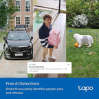 Tapo 4K Outdoor Camera Wireless, Battery Camera w/Solar Panel, Pan/Tilt, 360° View, 24/7 Capture, Free Person/Vehicle Detect, Night Vision, SD/Cloud, Works w/Alexa and Google Assistant, VistaCam 360