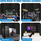 4 PCS Acoustic Panels,48''X24''X2'' Sound Proof Foam Panels for Walls,High Density Fire Resistant & Noise Absorbing for Studio, Office, Home (Black, 4 Pack)