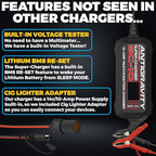 Antigravity SC-10 Super-Charger 10A Smart Battery Charger & Maintainer for 6V/12V Lithium (LiFePO4) & Lead-Acid Batteries – LCD Display, Power Supply Mode, BMS Reset