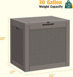 NUNU LAB 30 Gallon Outdoor Storage Box Waterproof, Outside Package Delivery Deck Boxes with Lockable Lid, Backyard Storage Bin For Garden Tools, Patio Cushions Accessories, Gray