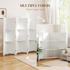 HOMCOM Room Divider, 6 Panel 67" Tall Wood Privacy Screen with 3 Display Shelves, and Folding Storage for Bedroom or Home Office, White