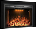Velaychimny 49" Electric Fireplace Insert with Metal Trim Kit, Adjustable Flame, Fire Crackling Sound, Top Light Colors, Timer, Glass Door & Mesh Screen, Black
