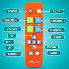 EZclicker Big Button Universal TV Remote (Orange) Simple Easy to Use, Great for Seniors, Works with Major TV Brands (2xAAA Batteries Not Included)