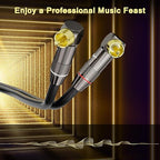 RCA Cable 3 FT, 90 Degree Right Angle 2RCA to 2RCA Stereo Audio Cable, Zinc Alloy Shell, Gold-Plated Plug, 2 RCA Audio Cord, for Home Theater, Subwoofer, HDTV, Amplifier, Hi-Fi System, Car, Speaker