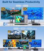 WAVLINK Pro Docking Station 5 Monitors, PD100W DisplayLink Dock Support Five 4K Displays for Mac & Windows, 2X DP 1.4(Dual 8K@60Hz), 2X HDMI 2.0, Alt HDMI, 2.5Gbps Ethernet, Driver Required DL7400