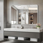 48x36 Inch Silver Bathroom Mirror, Large Rectangular Vanity Mirror, Metal Framed Rectangle Mirrors, Rounded Corner Wall Mounted Mirrors for Living Room Bedroom Entryway Horizontal or Vertical
