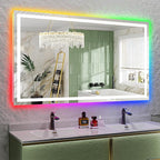 YEELAIT 68x40 Inch RGB LED Bathroom Mirror Front Light and RGB Backlit Lighted Vanity Mirror for Bathroom Wall Mounted Dimmable Anti Fog Memory Shatter-Proof IP54 Waterproof Horizontal/Vertical