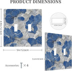 Bvtewkhz Abstract Blue Marble Plant Leaves 2 Gang Double Toggle Decorative Light Switch Covers Electrical Faceplate Switch Plates for Bathroom Kitchen Home