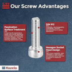 Kozelo 50pcs Socket Head Cap Screws - [M5-0.8 x 18mm] 304 Stainless Steel Allen Socket Drive for Electrical Motor 3D Printing Fan Engine Replacement Use, Silver