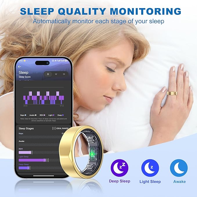 Smart Ring for Women Men, Valentine's Day Gifts, Minimalist Fitness Ring with Heart Rate, Stress, Sleep, Step, Calorie Tracking, 5ATM Waterproof for iPhone and Android,No Subscription (Rose Gold, 9)