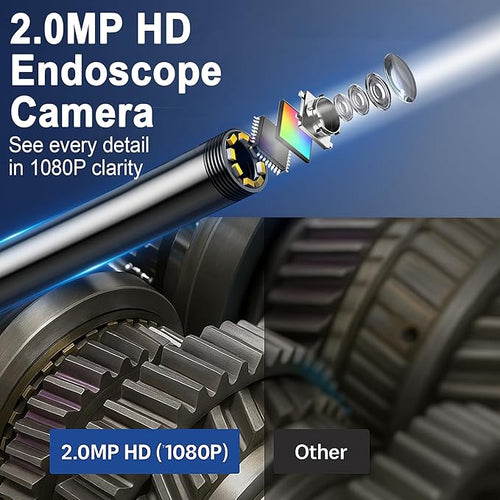 49.2 Feet Inspection Endoscope Camera with Light, 1080P HD Borescope Camera with Light, 4.3" IPS Screen, IP67 Waterproof Sewer Borescope, 49.2Ft Semi-Rigid Cord Drain Pipe Endoscope Cool Gadgets Tool
