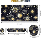 Gaming Mouse Pad, Large Desk Mat, Cute Desk Pad Protector, 4in1 XXL Mousepad + Keyboard Wrist Rest+Mouse Wrist Rest+Coaster Set with Ergonomic Desk Pad for Home Office PC Computer, Stars and Moon
