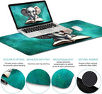 LIMKRIAN Desk Mat Pad, Large Gaming Mouse Pad with Wrist Rest Wrist Support, Ergonomic Mouse Pad Keyboard Mat Wrist Rest, Cup Coaster, Home Office Desk Accessories Decor Supplies, Cute Elephant