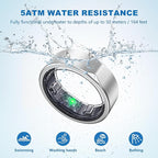 Smart Ring for Women Men, Valentine's Day Gifts, Minimalist Fitness Ring with Heart Rate, Stress, Sleep, Step, Calorie Tracking, 5ATM Waterproof for iPhone and Android,No Subscription (Silver, 6)