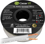 16AWG Speaker Wire, GearIT Pro Series 16 Gauge Speaker Wire Cable (100 Feet / 30.48 Meters) Great Use for Home Theater Speakers and Car Speakers, White