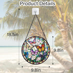DASTOLL Stained Glass Window Hanging, Colorful Butterfly Suncatcher for Doors Home Sun Catchers Decoration and Christmas, Mother's Day Birthday Gifts for Women, Men, and Mom 9.8 in