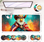 BFUKVOU Large Keyboard Mouse Pad Set, Extended Mouse Pad+Keyboard Wrist Rest Support, Memory Foam Ergonomic Easy Typing, 4Pcs (31.5×11.8 in) Desk Pad Set for Office Home,American Flag Eagle