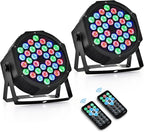 CO-Z Stage Lights 36 RGB LED Par Lights with Sound Activated Remote Control DJ Uplighting for Event Wedding Christmas Halloween Party Club Music Stage Lighting, 2 Pack