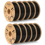 ELEGOO PLA Filament 1.75mm Black 10KG, 3D Printer Filament Bulk Dimensional Accuracy +/- 0.02mm, 10 Pack 1kg Cardboard Spool(2.2lbs) 3D Printing Filament Fits for Most FDM 3D Printers