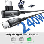 USB C Cable [2Pack, 3.3ft] 240W Fast Charging Type C Cord, Nylon Braided USB 2.0 Cable for iPhone 17 16 15 Pro Plus Pro Max Air, iPad Pro, Samsung Galaxy S24 S23, Switch, MacBook Pro, Pixel-Black